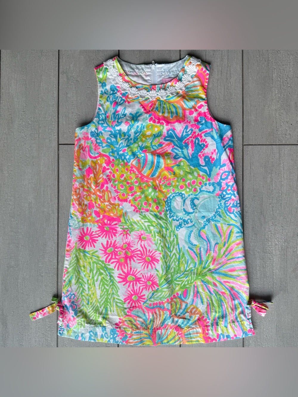 Lilly Pulitzer Little Lilly Bright Pink Blue Lovers Coral Shift Dress Girls 10